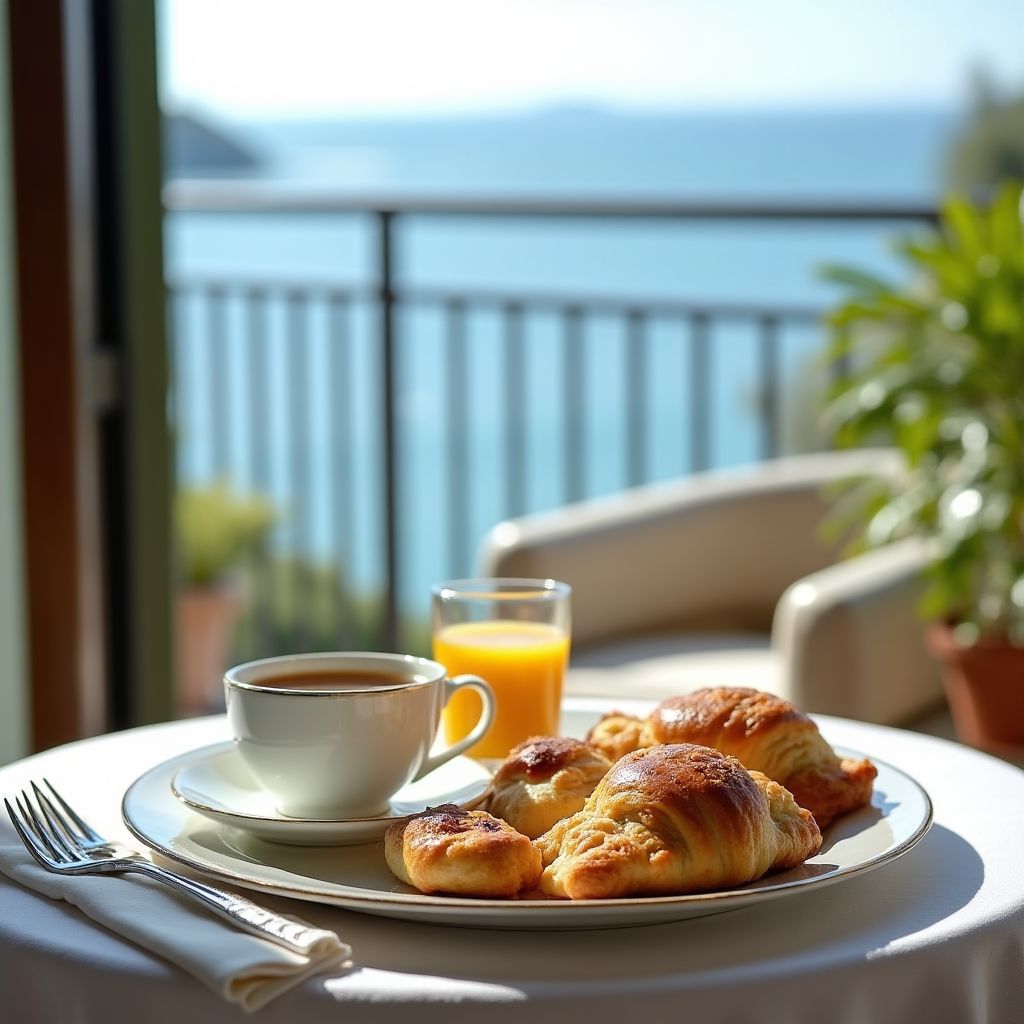 Petit-déjeuner sur balcon privé